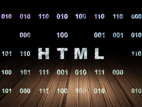 Software concept: Html in grunge dark room