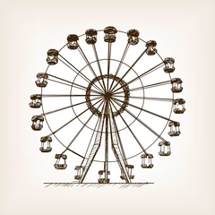 Deurstickers Ferris wheel sketch style vector illustration © Oleksandr Pokusai