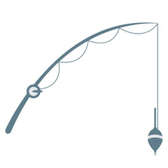 Stylized icon of a colored fishing rod with a float for catching