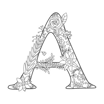 Letter A coloring book for adults vector