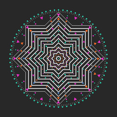 Trendy hipster colored circle, bright philosophical symbol, circular elements that are a religious,