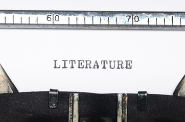 Word literature typed on typewriter