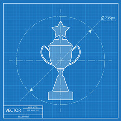 Vector Champions Cup symbol with stars on blue background