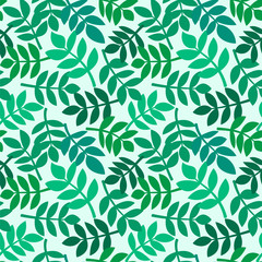 Leaves of tropical plants, vector seamless pattern