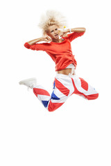 Crazy jump isolated on white