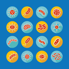Germs and Bacteria Icon Set - vector illustration
