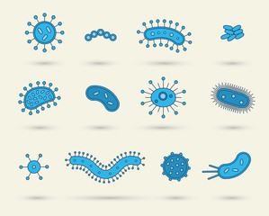bacteria, virus, germs icon vector illustration set
