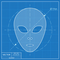 alien icon. Blueprint style