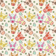 Pattern of cheerful muzzles cow