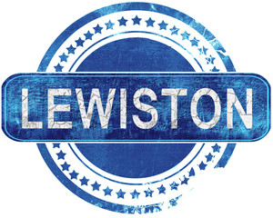 lewiston grunge blue stamp. Isolated on white.