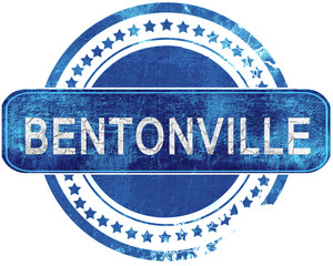 bentonville grunge blue stamp. Isolated on white.