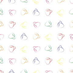 Pattern with colorful cups on a white background