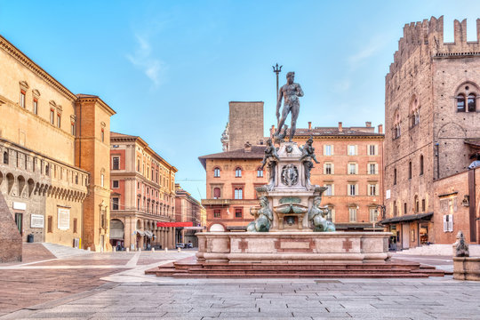 Piazza del Nettuno square in Bologna, Italy
