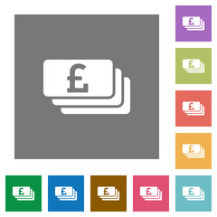 Pound banknotes square flat icons