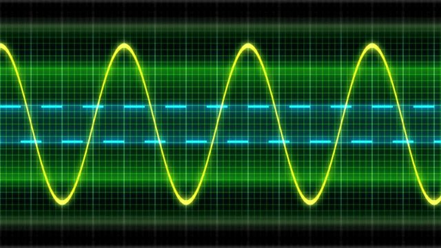 Seamless looping animation oscillogram sine waves