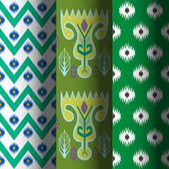 Set of seamless patterns in ethnic national style of Uzbekistan. Vector illustration.