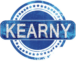 kearny grunge blue stamp. Isolated on white.