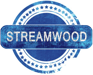 streamwood grunge blue stamp. Isolated on white.