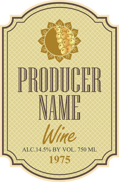 wine label with a picture of the sun and bunch of grapes