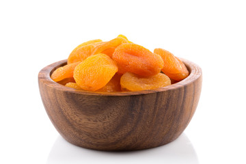 Dried apricots on white background