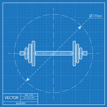 Blueprint icon of barbell