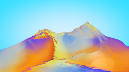 3D illustration of surreal jelly mountains