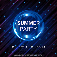 Hello Summer Party Flyer. Club Party Flyer. Vector Design
