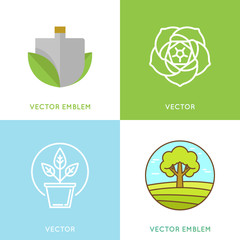 Vector set of logo design templates - gardening concepts