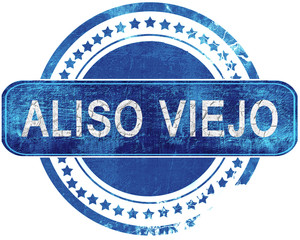 aliso viejo grunge blue stamp. Isolated on white.