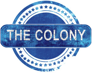 the colony grunge blue stamp. Isolated on white.