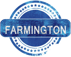 farmington grunge blue stamp. Isolated on white.