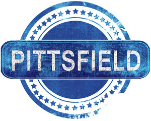 pittsfield grunge blue stamp. Isolated on white.