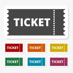 Multicolored paper stickers - The ticket icon, Ticket symbol