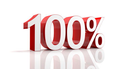 3D illustration of 100 percentage