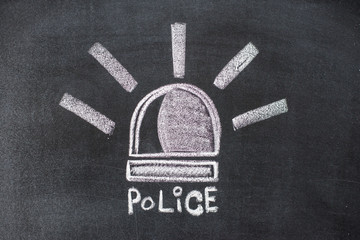 police flashers drawn with chalk on blackboard