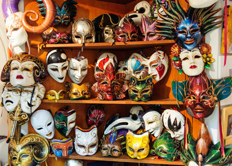 Colorful Venetian masquerade masks