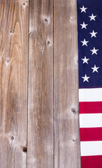 Border of USA flag on rustic wooden boards