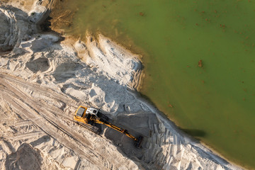 Aerial view of the working earth mover