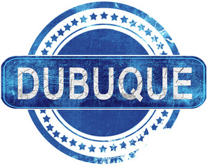 dubuque grunge blue stamp. Isolated on white.