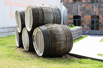 Wooden wine barrels