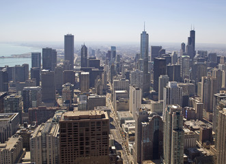 Fototapeta na wymiar Chicago buildings aerial view