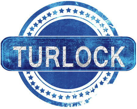 turlock grunge blue stamp. Isolated on white.
