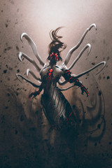 Naklejka premium science fiction robot character,illustration digital painting