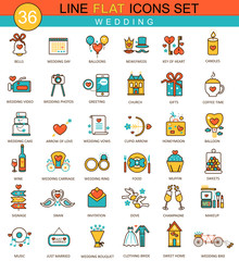 Vector Wedding flat line icon set. Modern elegant style design  for web.