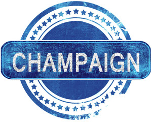 champaign grunge blue stamp. Isolated on white.