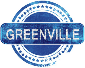 greenville grunge blue stamp. Isolated on white.