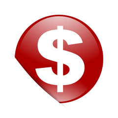 dollar red circle glossy web icon