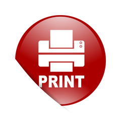 printer red circle glossy web icon