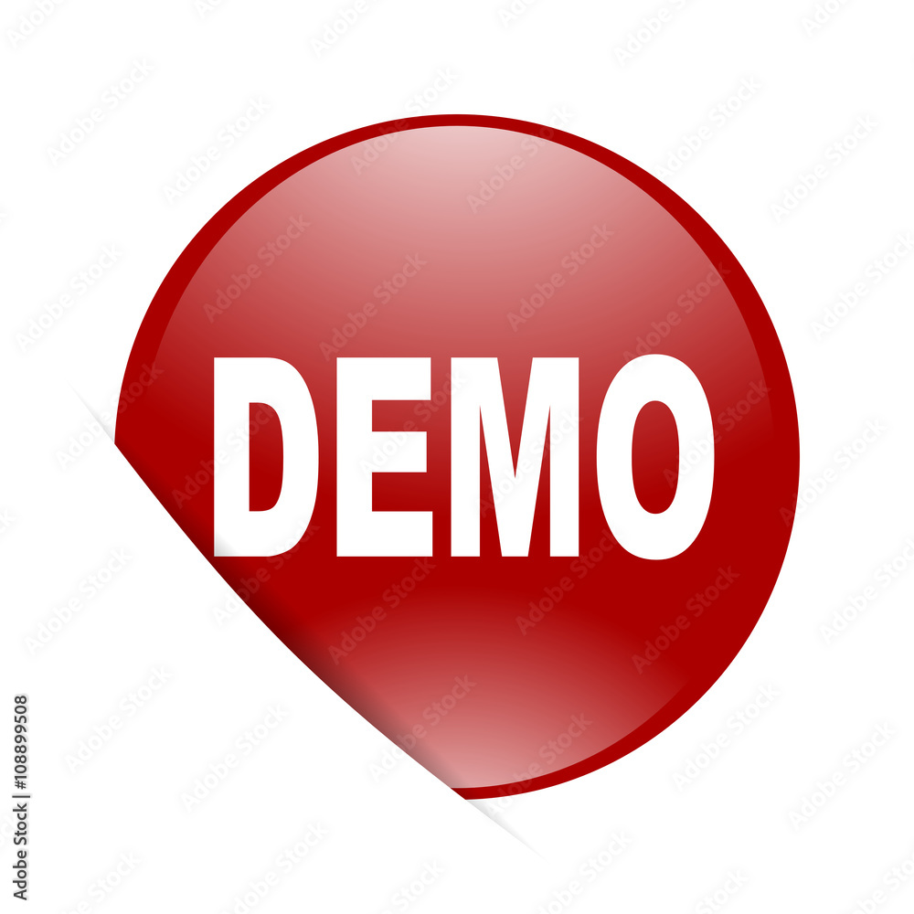 Poster demo red circle glossy web icon