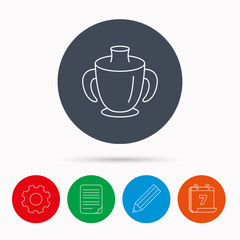Obraz premium Toddler spout cup icon. Baby mug sign.